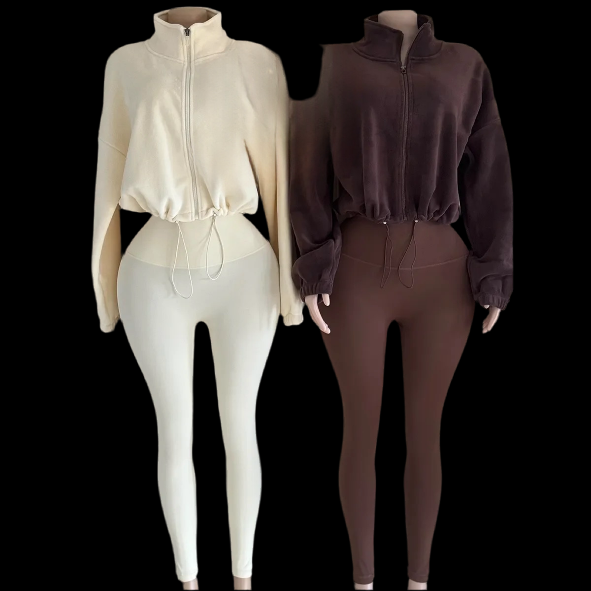 Fleece Crop Jacket 2 piece Set - Luxa Rova