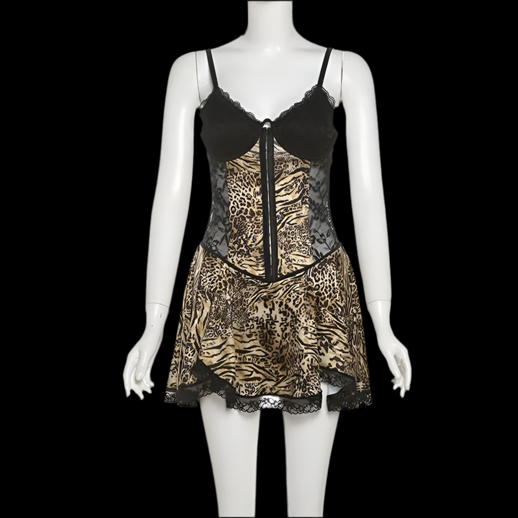 Leopard Print Mini Cami Dress - Luxa Rova