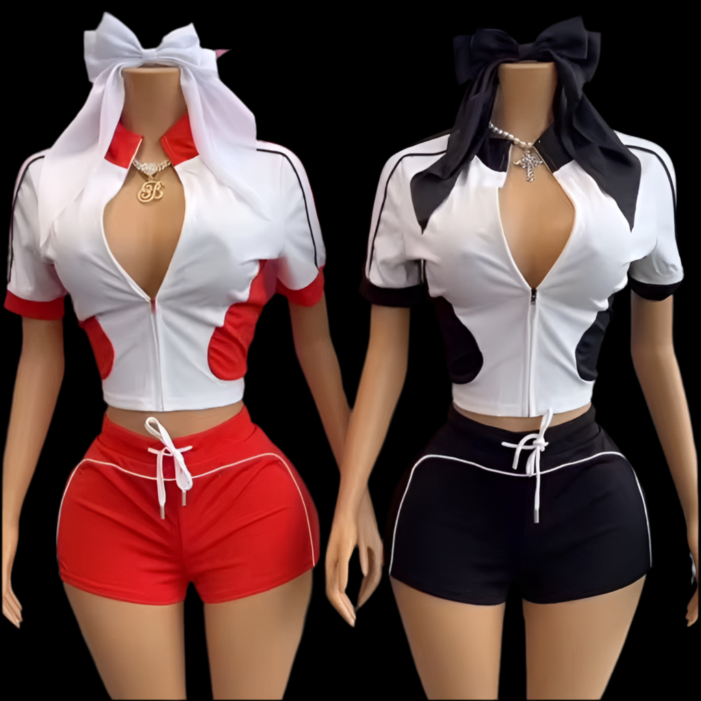 Contrast Colored 2 Piece Set + Hair Bow