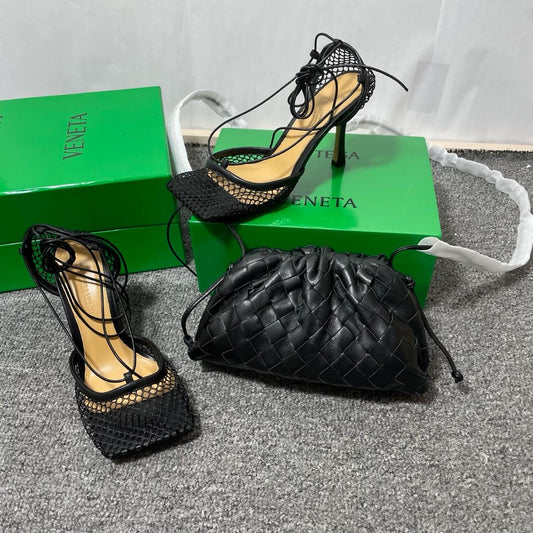 BOTTEGA VENETA PURSE & HEEL SET BLACK