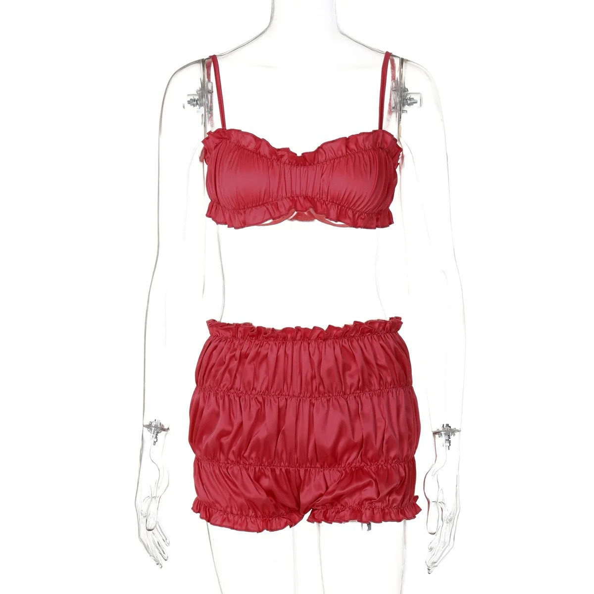 New Women’s Two Piece Silk Set + Hair Bow - Luxa Rova 