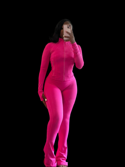 Women Tracksuit Slim Body con Pants Sets Fashion Flared Pants Set Long Sleeve Crop Tops Jacket Pant Suit For Women - Luxa Rova 