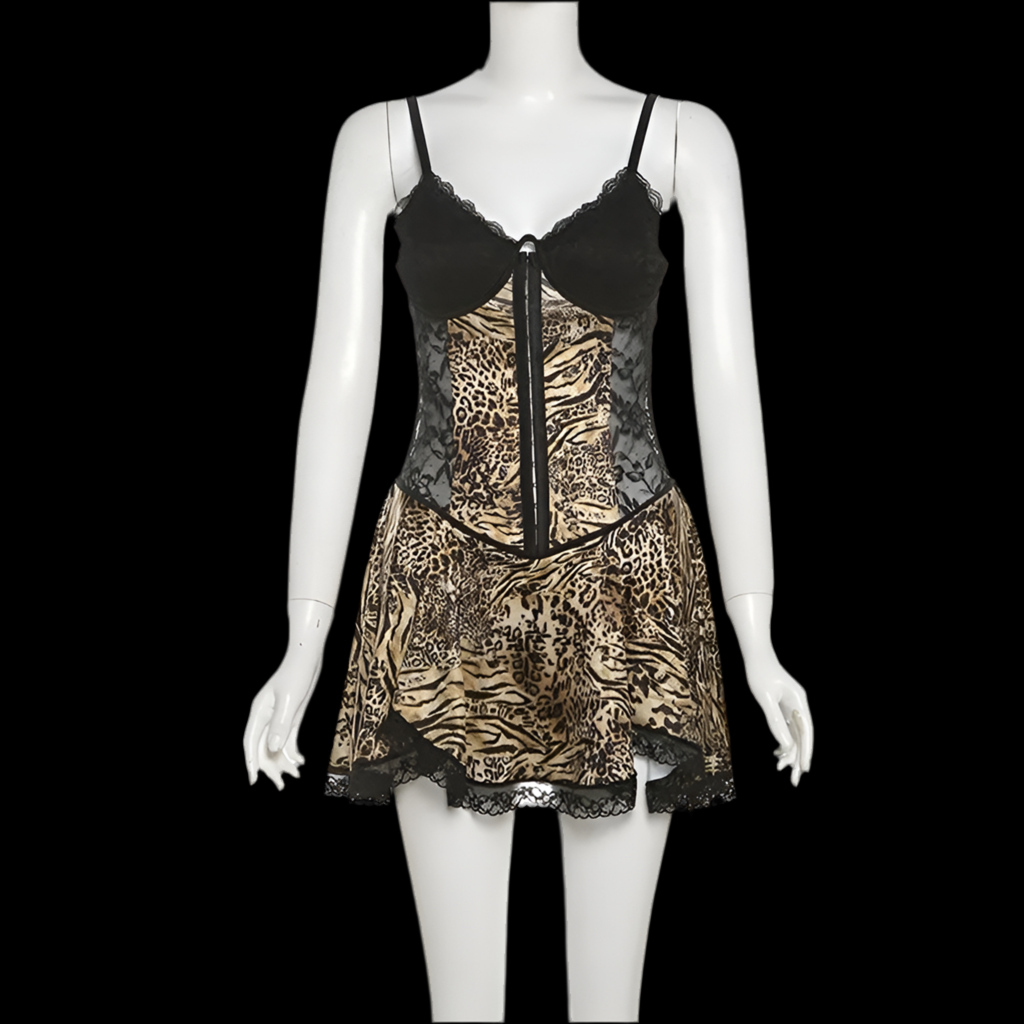 Leopard Print Mini Cami Dress - Luxa Rova 