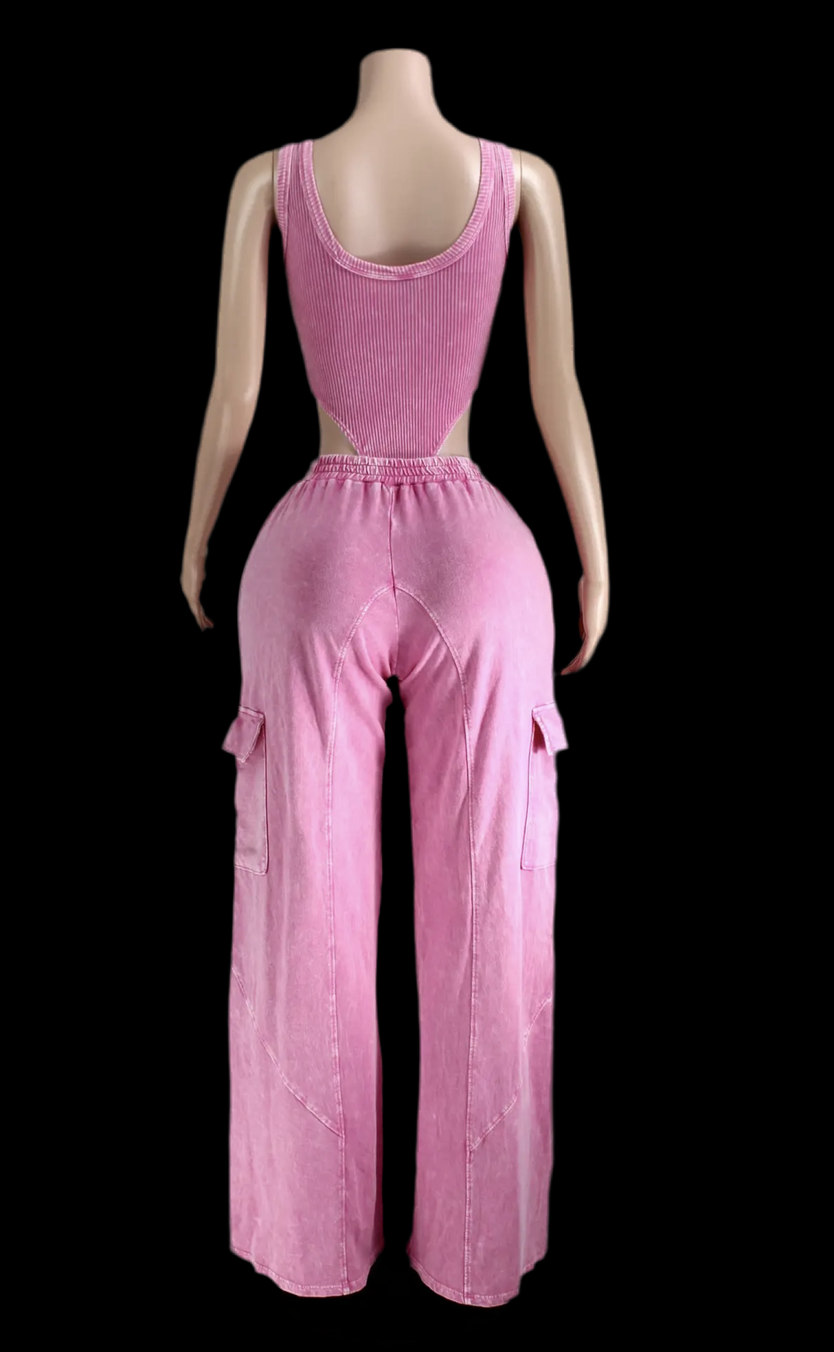 Mineral Wash Sleeveless Bodysuit & Cargo Pant Set - Luxa Rova 