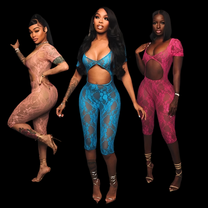 Mesh Lace JumpSuit - Luxa Rova 