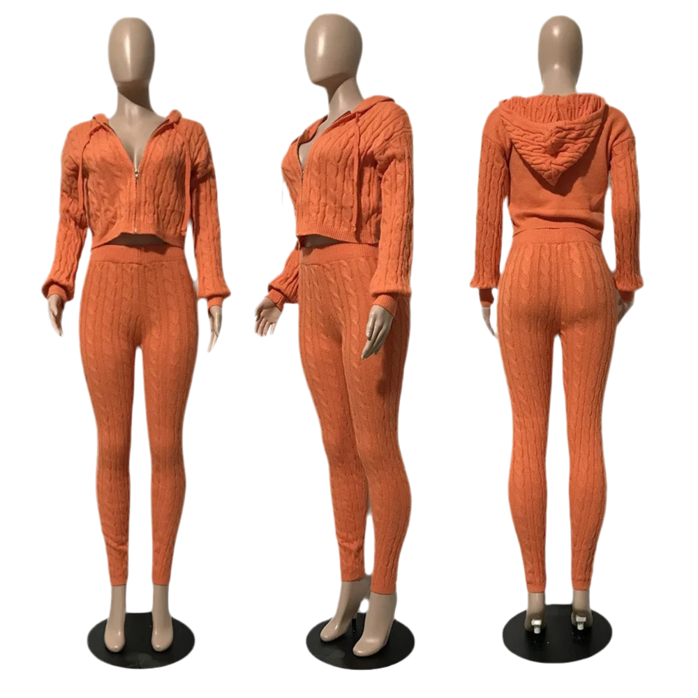 Hoodie Sweater Set Knitted two piece set - Luxa Rova 
