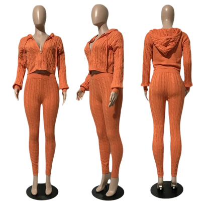 Hoodie Sweater Set Knitted two piece set - Luxa Rova 