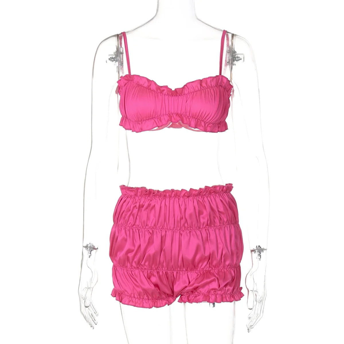 New Women’s Two Piece Silk Set + Hair Bow - Luxa Rova 