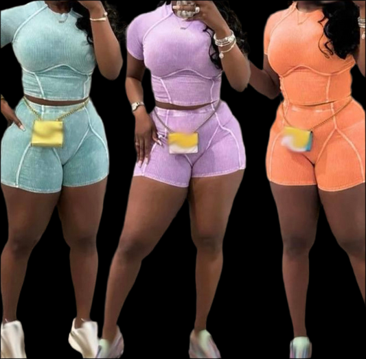 Ribbed washed summer two piece sets - Luxa Rova 