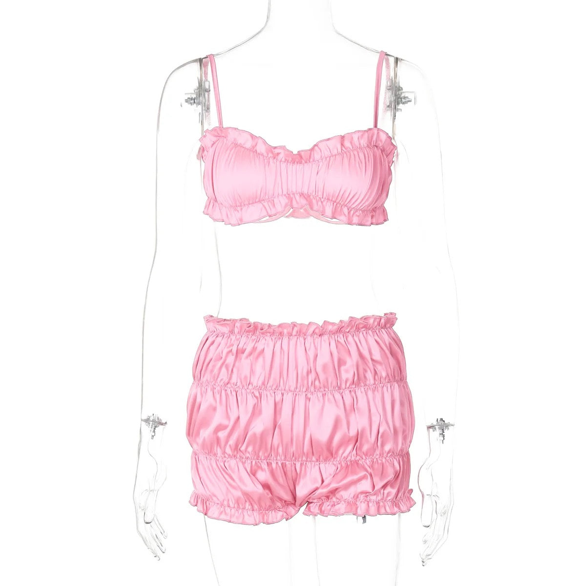 New Women’s Two Piece Silk Set + Hair Bow - Luxa Rova 