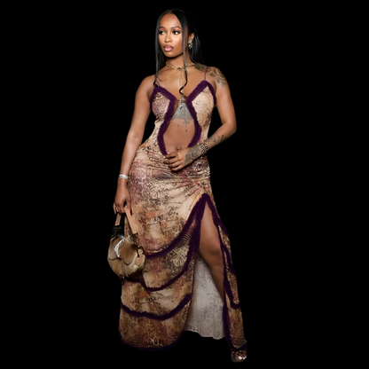 Slim Halter Maxi Dress - Luxa Rova 