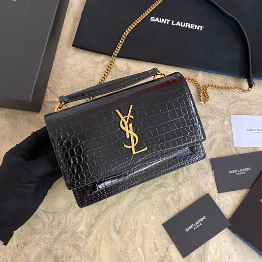 YSL BLACK SNAKESKIN CROSSBODY GH