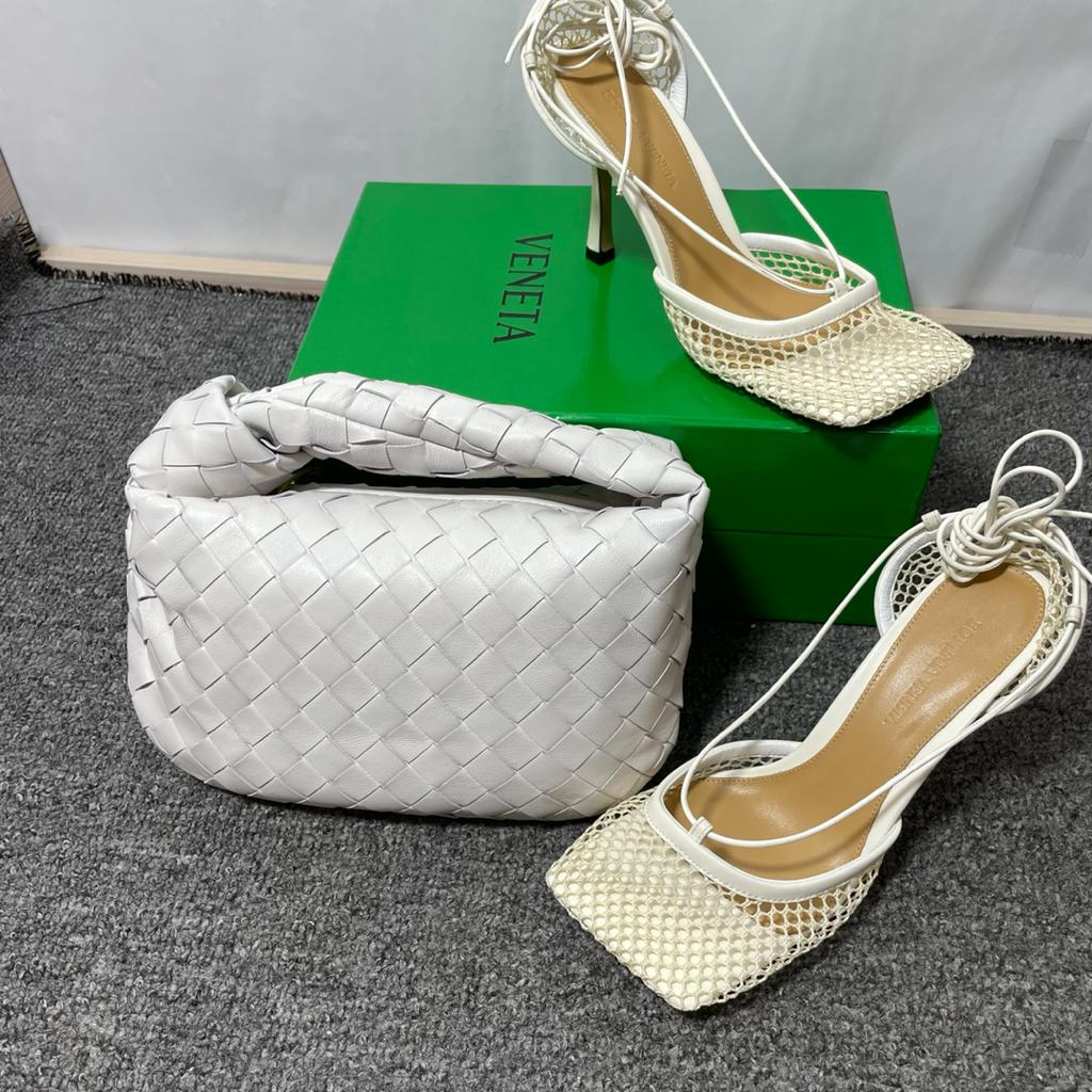 BOTTEGA VENETA PURSE & HEEL SET WHITE