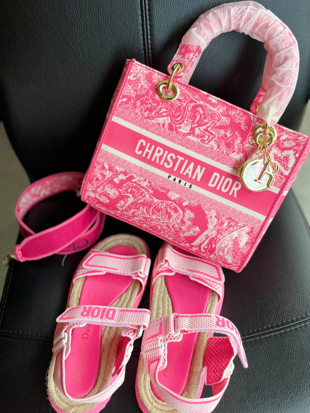 CD Sandals + Purse set PINK