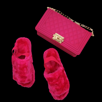 Fur Sandal+Bag Set - Luxa Rova 