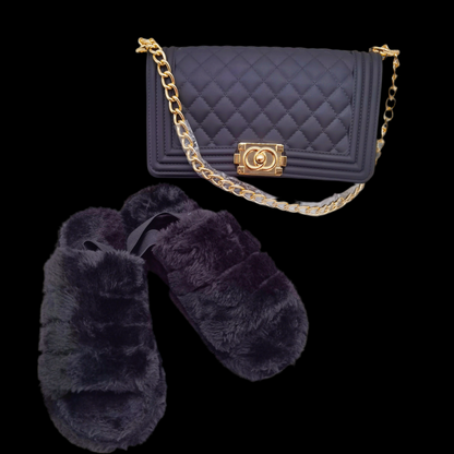 Fur Sandal+Bag Set - Luxa Rova 