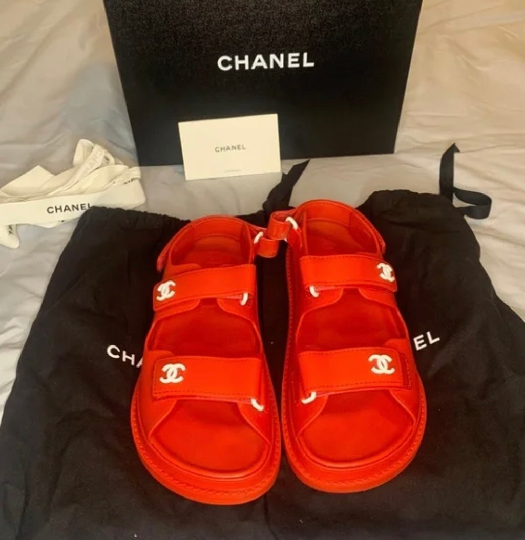 Chanel Dad Sandals Red