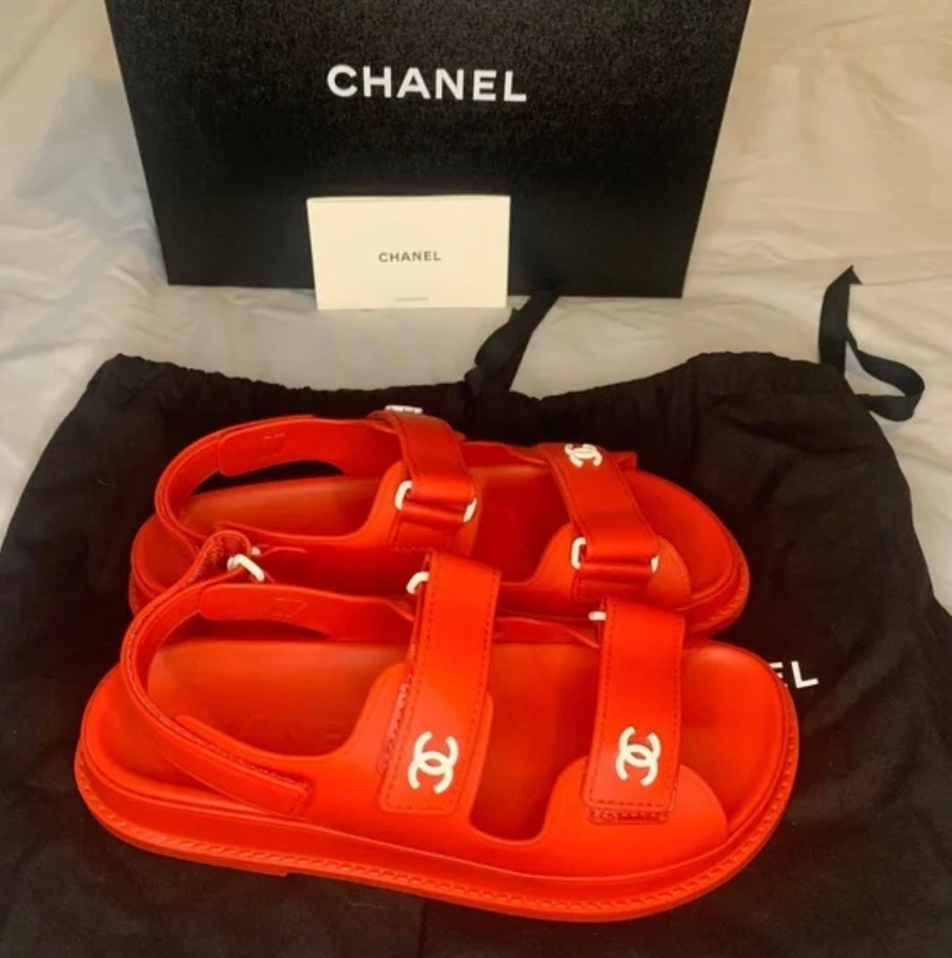 Chanel Dad Sandals Red