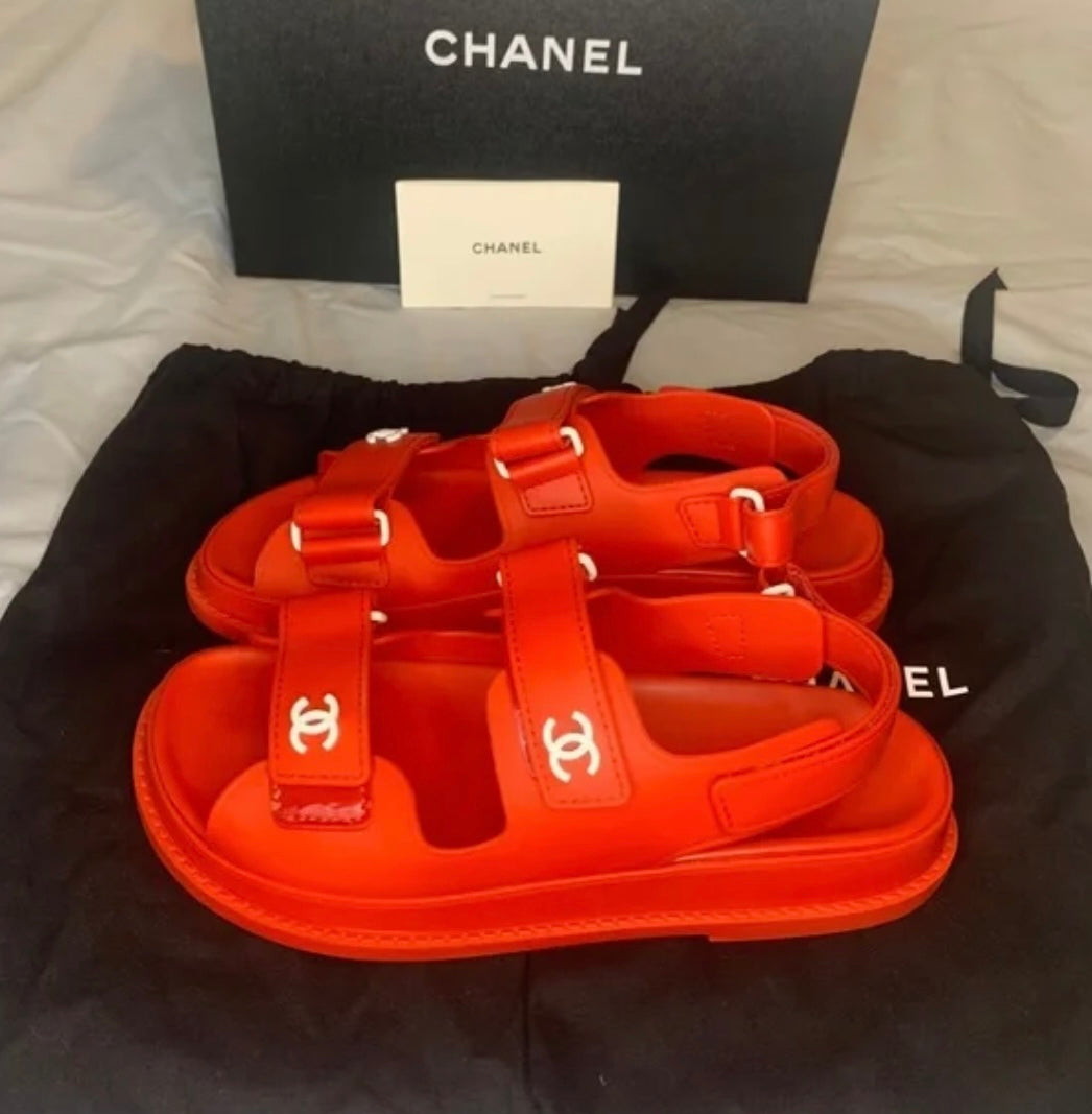 Chanel Dad Sandals Red