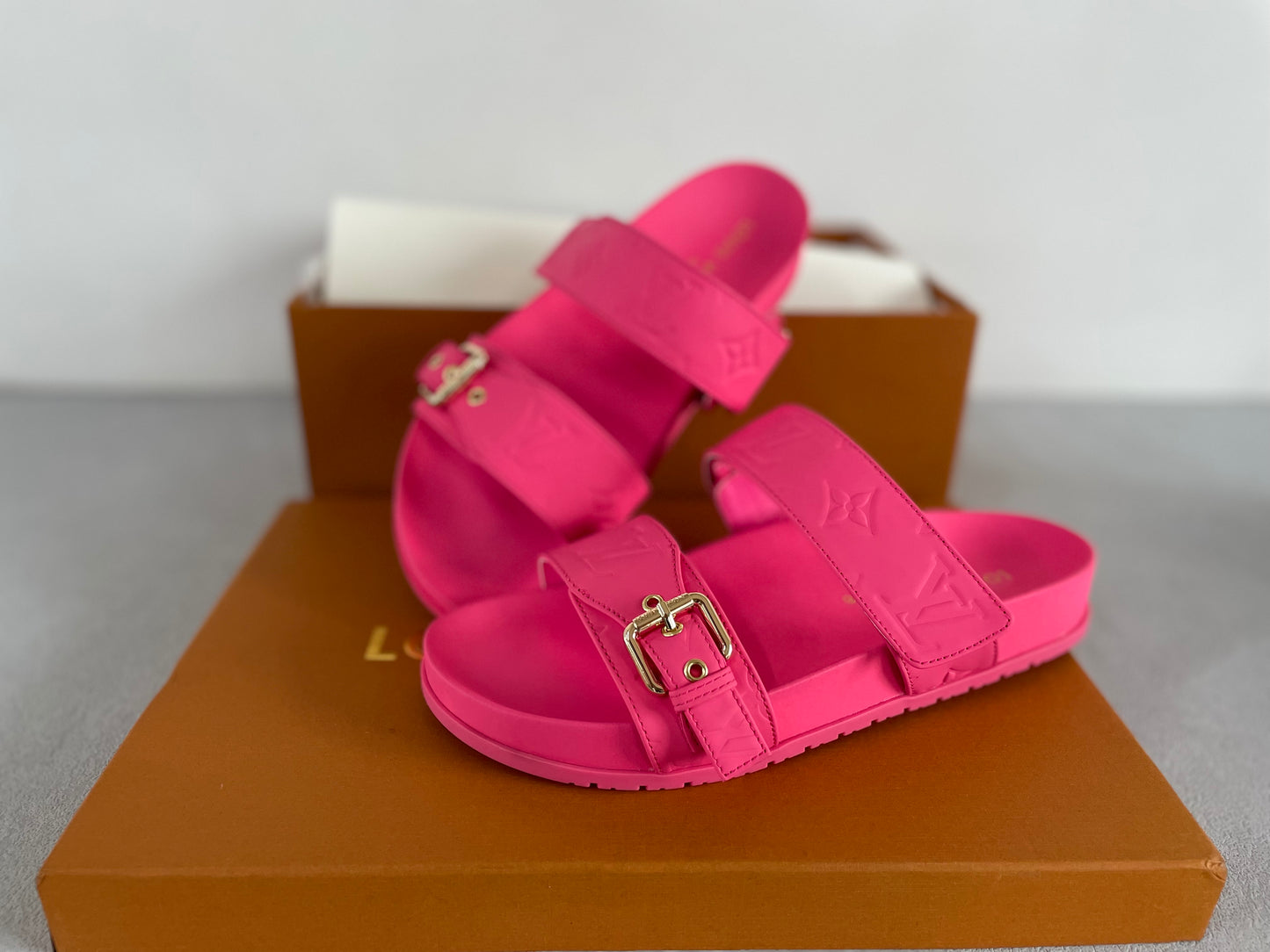 LV Double Strap Sandals HOT PINK