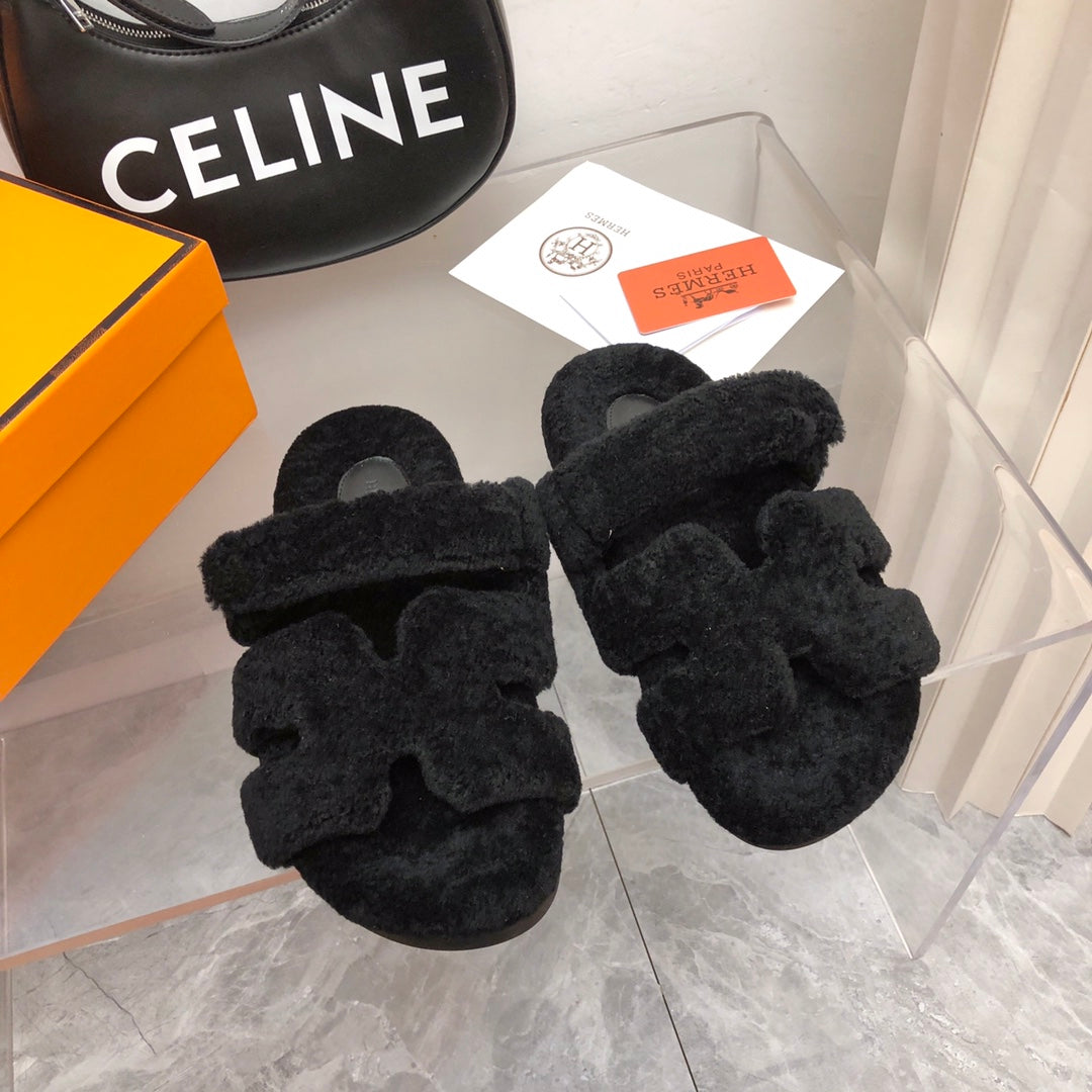 Hermès Fur Sandals