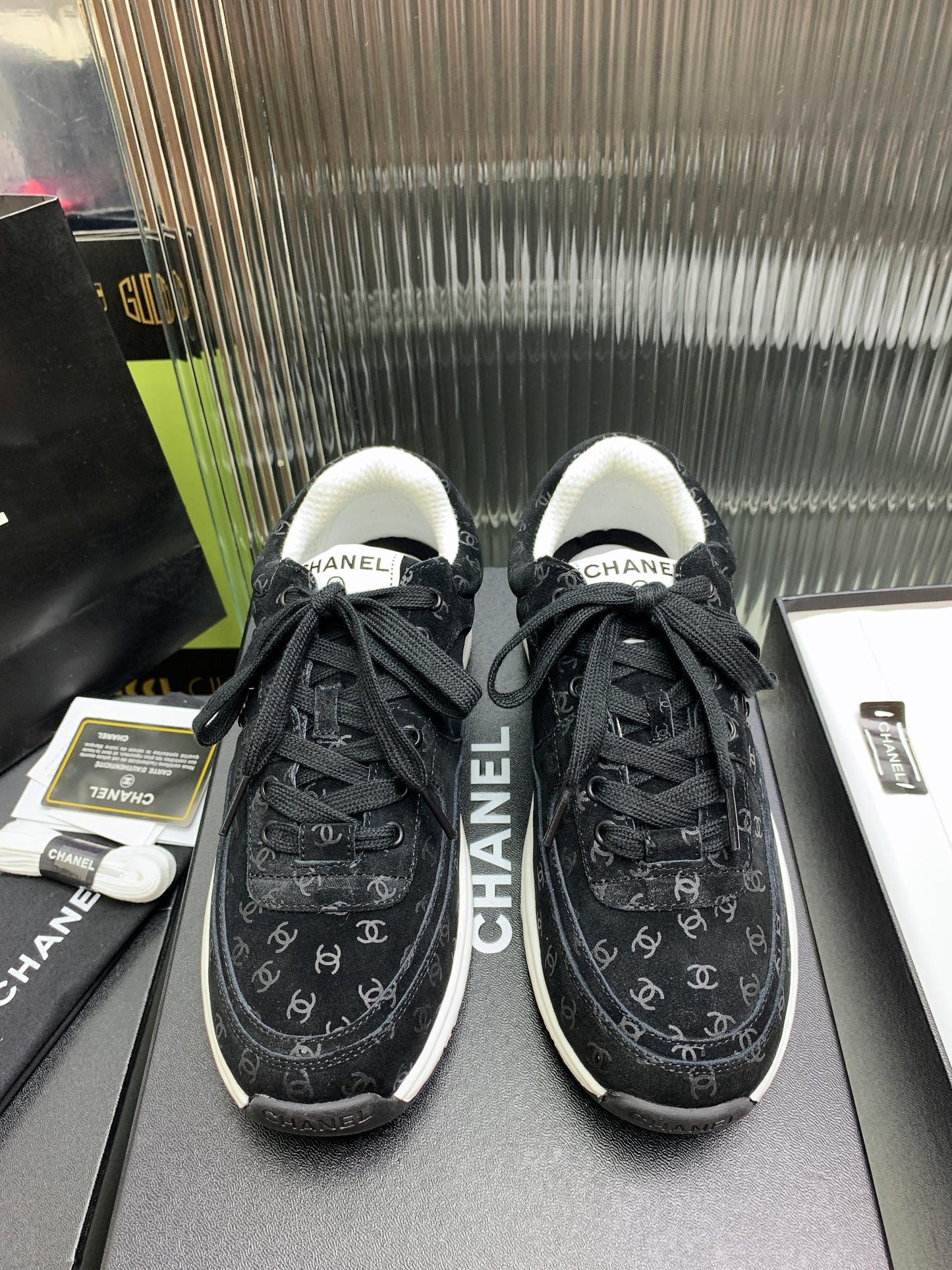 Chanel Black Sneakers With Words