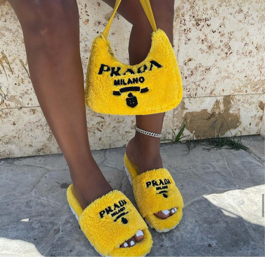 PRADA FUR SANDALS + PURSE SET | LuxaRovaCo.