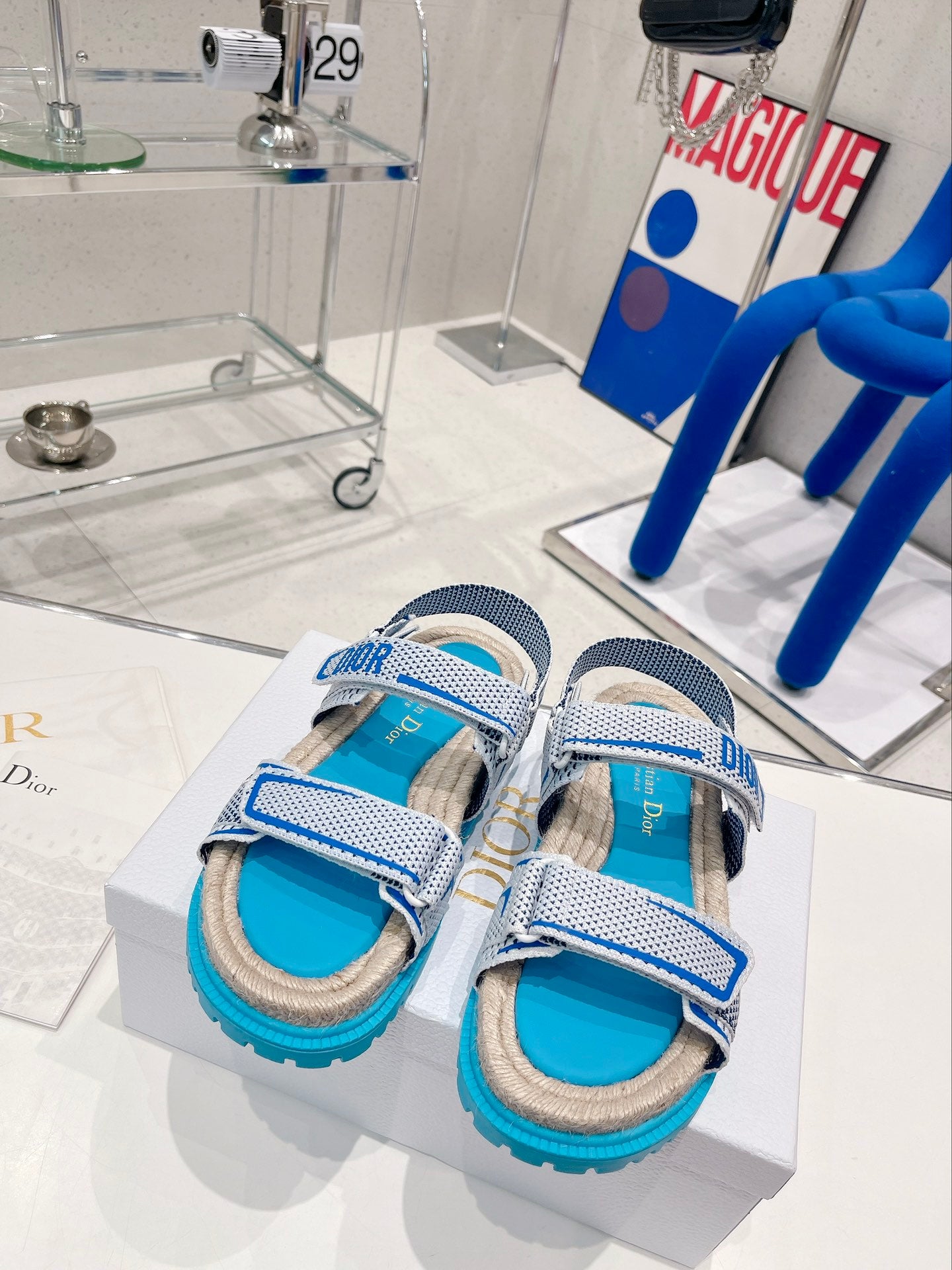 CHRISTIAN DIOR NEON SANDALS BLUE