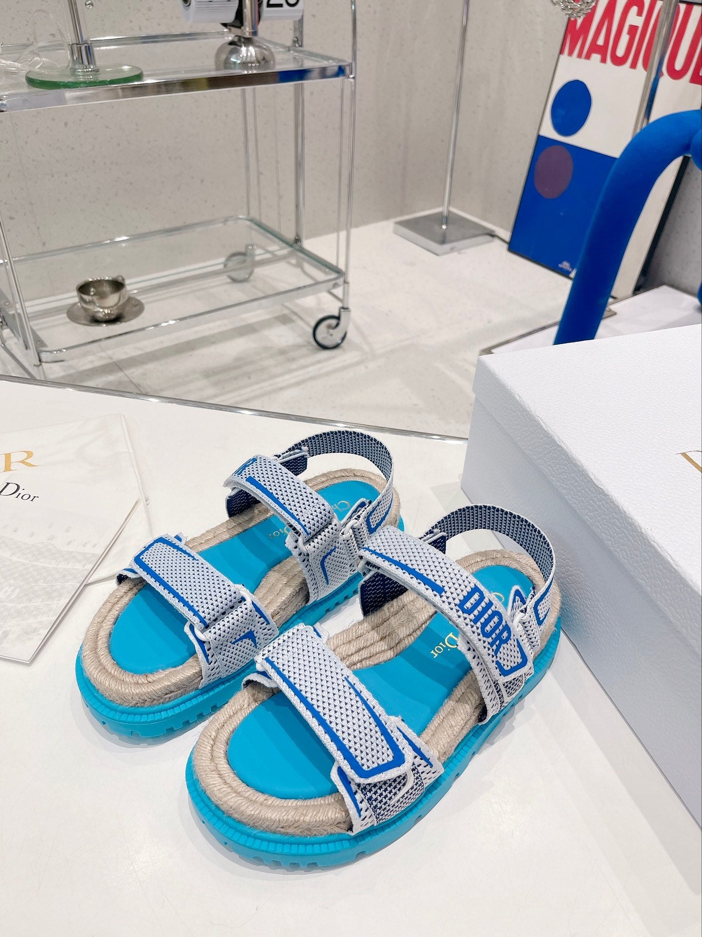 CHRISTIAN DIOR NEON SANDALS BLUE