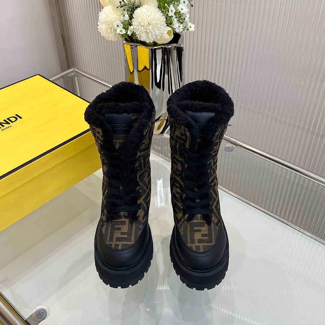 Fendi Fur Combat Boots