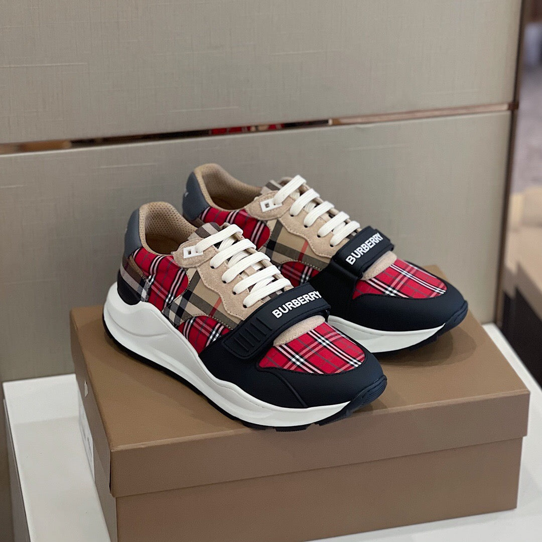 Burberry Red Plaid Sneakers