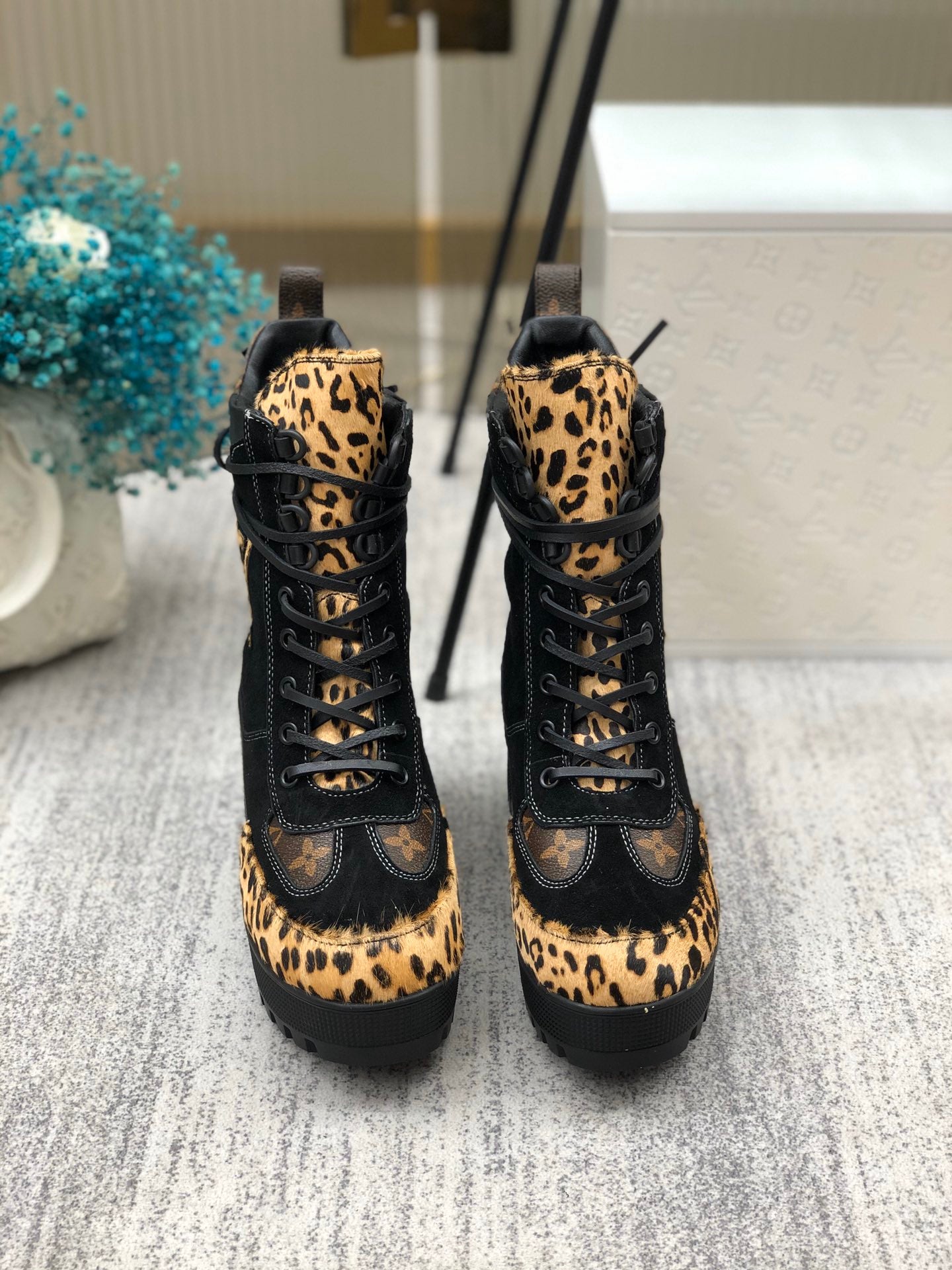 Louis Vuitton Cheetah Combat Boots