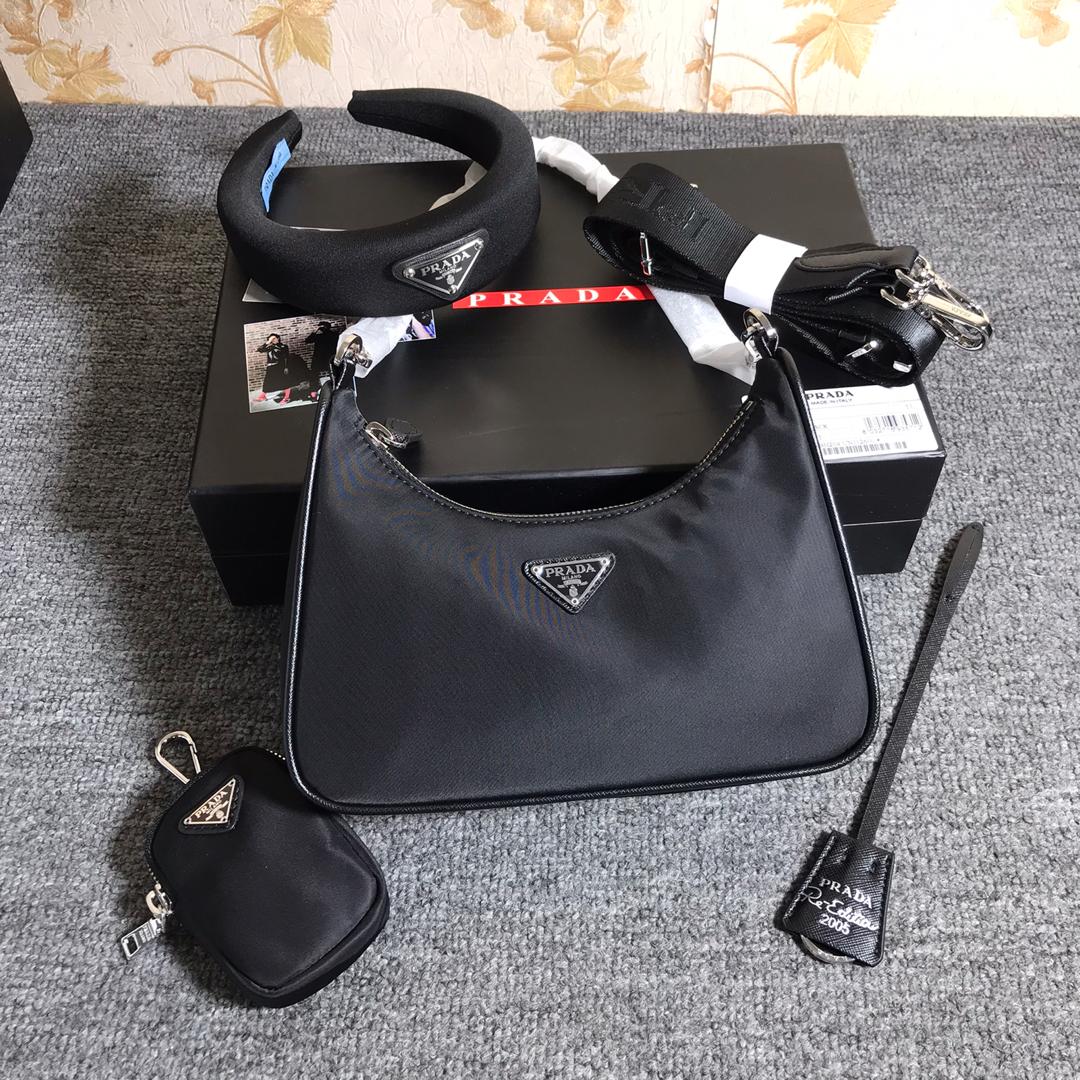 PRADA BLACK PURSE AND HEADBAND SET